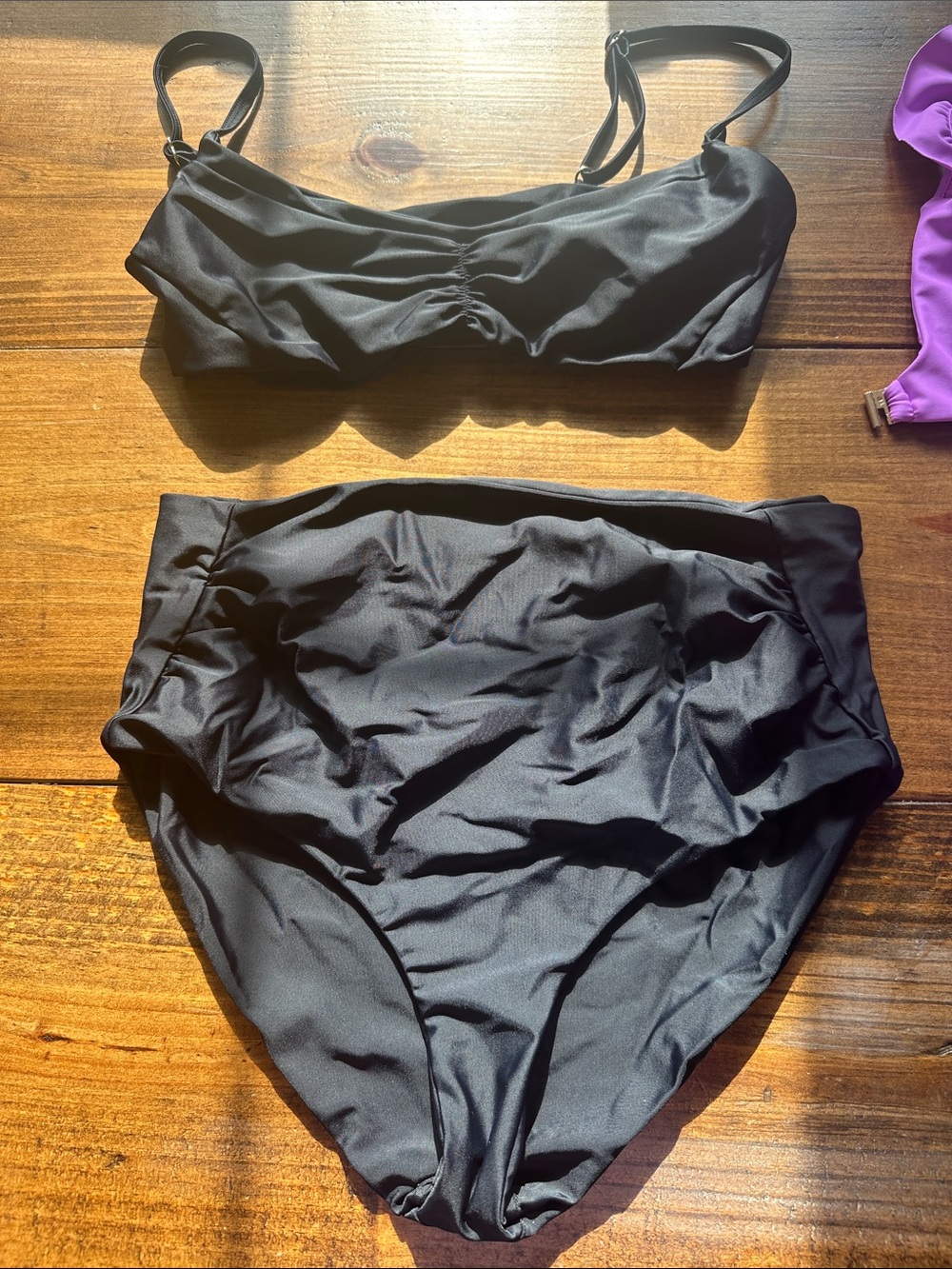 Hatch Black High-Rise Bikini Set with Adjustable Straps